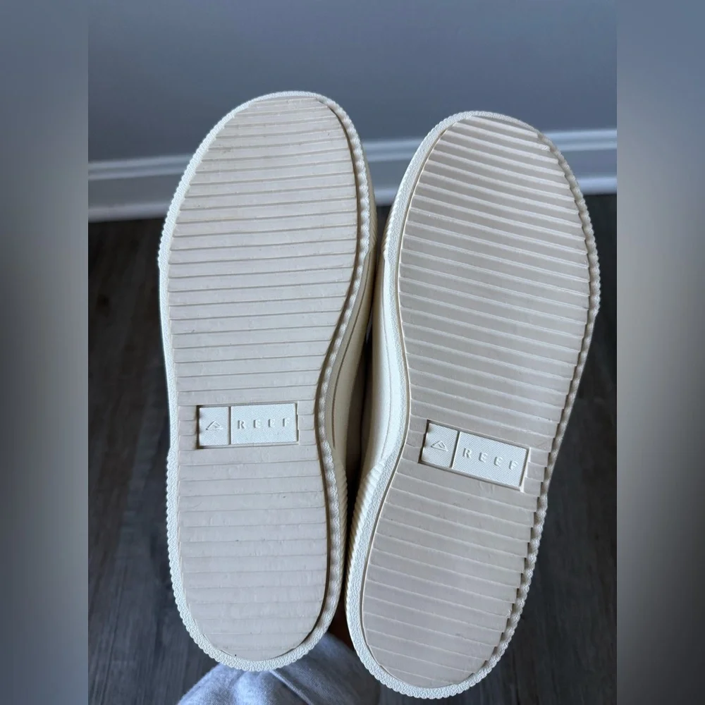 Reef Lay Day Lift Leather Boho Platform Casual Sneakers Beige Cream New Size 8.5 - Picture 10 of 16